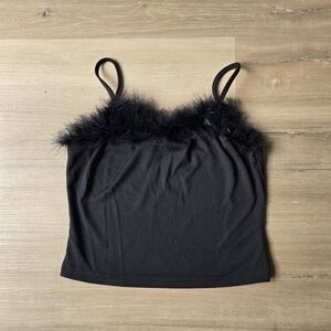 Cider Black Feather Trim Camisole